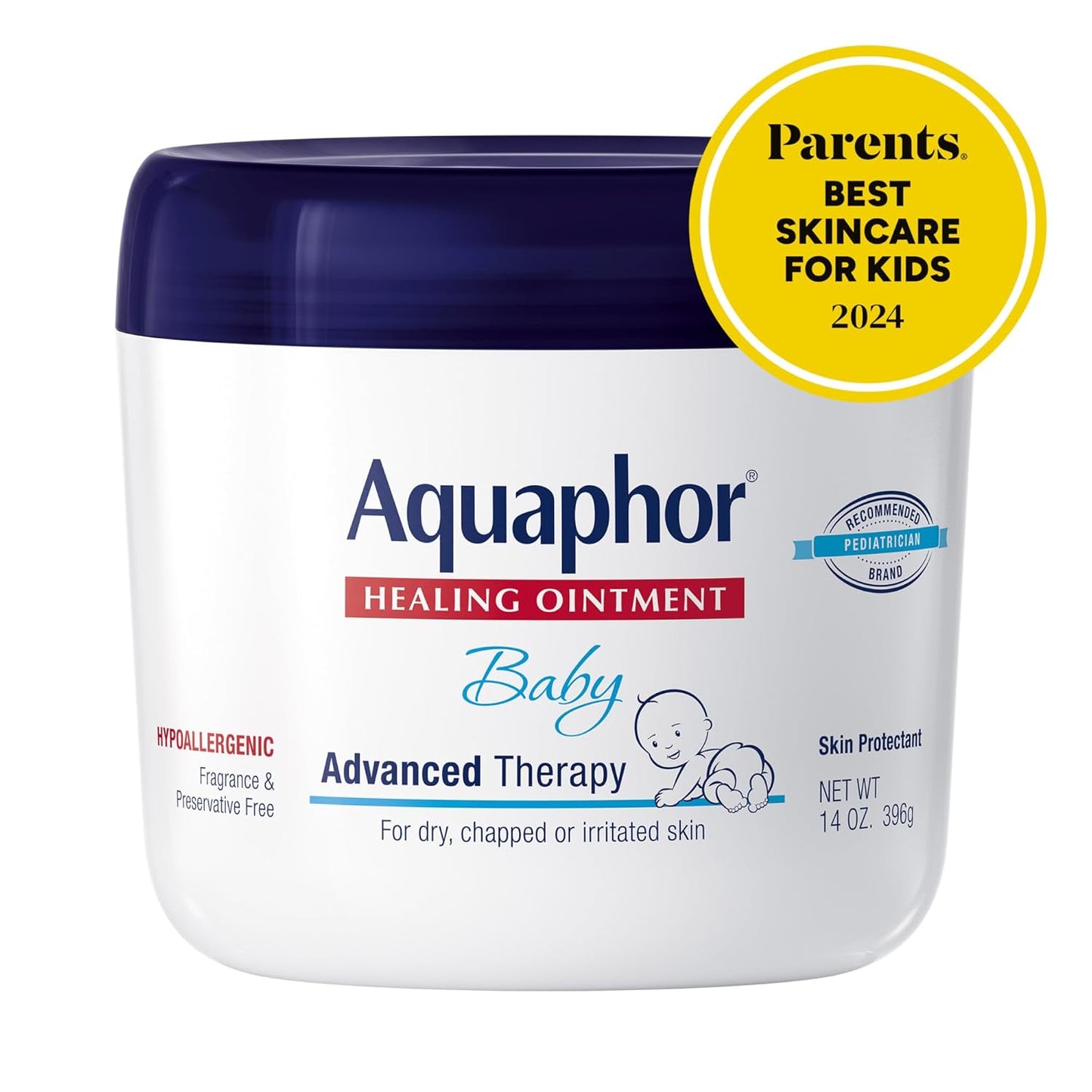 Aquaphor Baby Healing Ointment (14 Oz) + 3-in-1 Diaper Rash Cream (3.5 Oz), Hypoallergenic and Fragrance Free Skin Care Set for Babies