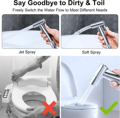 SKYBESS Bidet Sprayer for Toilet, Handheld Bidet Attachment Sprayer Set Bathroom Sprayer with Bidet Hose, Stainless Steel Durable Cloth Diaper Sprayer for Baby Wash Feminine Wash