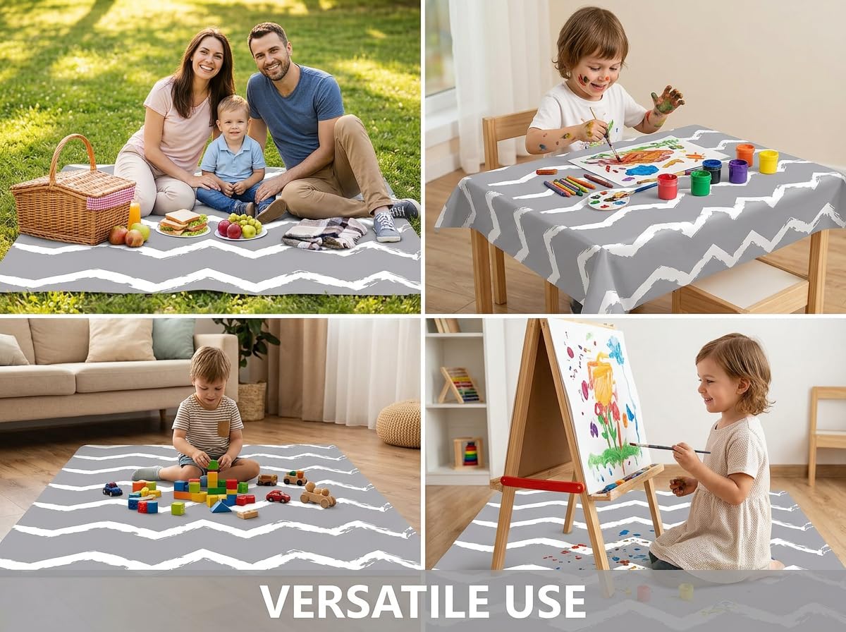 Splat Mat for Under High Chair/Arts/Crafts, Waterproof and Anti-Slip Splash Mat Floor Protector, Washable Highchair Floor Mat, 51 Inch Reusable Messy Mat and Baby Feeding Table Cloth