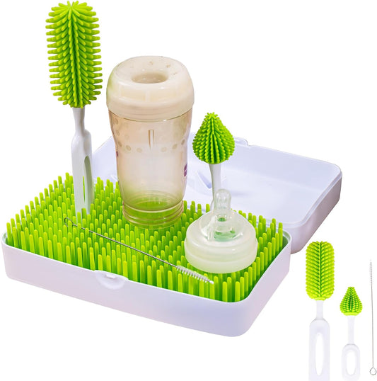 Baby Bottle Drying Rack, Travel Bottle Cleaner Kit for Working Mom, Baby Feeding Essentials - 9 x 5 x 2.5