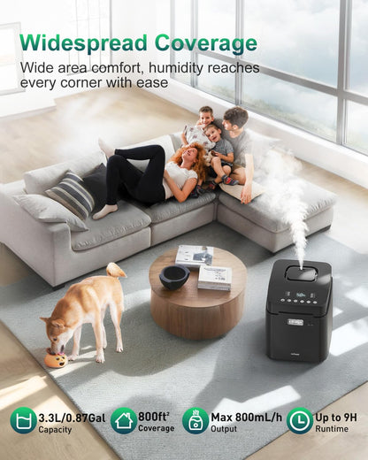 Mifasol Stainless Steel Humidifier, 3.3L Warm Mist Humidifiers for Bedroom, Easy Clean Steam Humidifiers for Home, Dishwasher Safe Humidifier Large Room, White