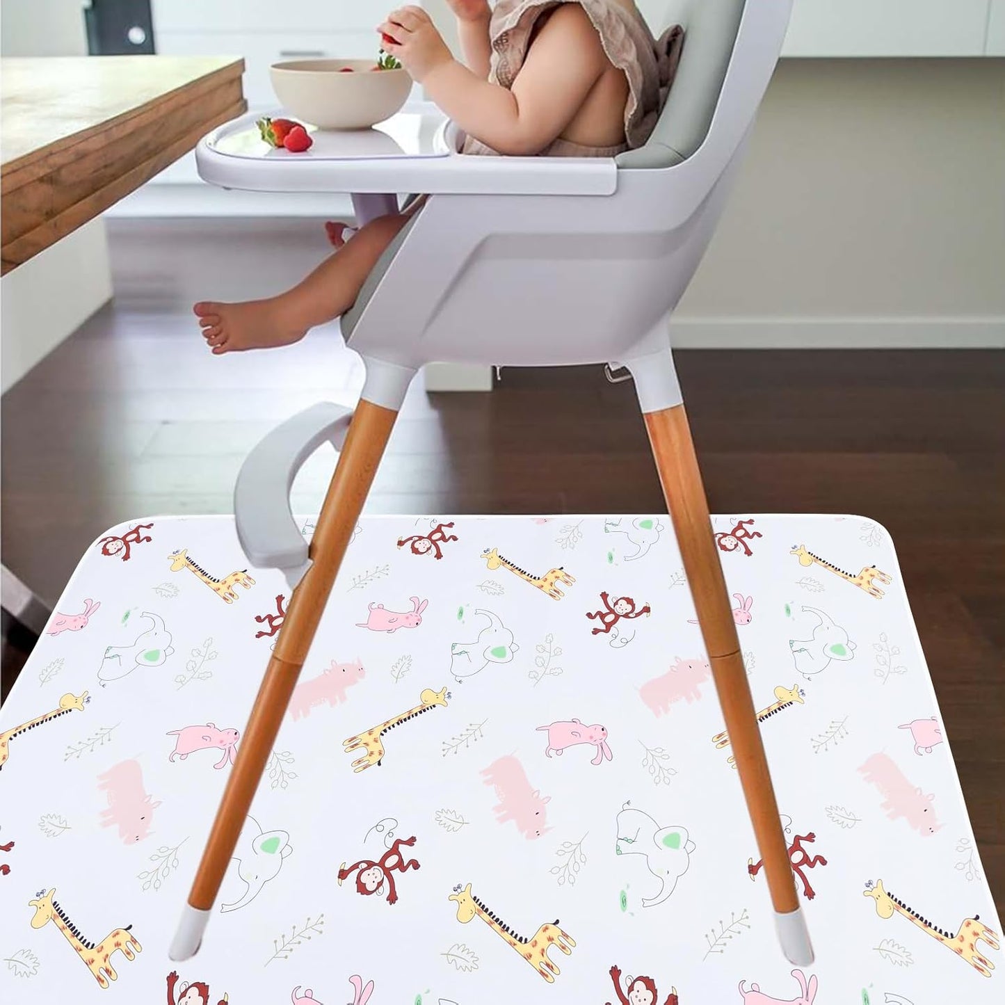 Splat Mat for Under High Chair/Arts/Crafts by CLCROBD, 51" Baby Anti-Slip Food Splash and Spill Mat for Eating Mess, Waterproof Floor Protector and Table Cloth