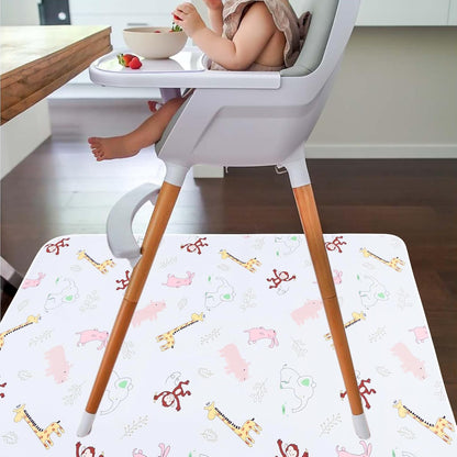 Splat Mat for Under High Chair/Arts/Crafts by CLCROBD, 51" Baby Anti-Slip Food Splash and Spill Mat for Eating Mess, Waterproof Floor Protector and Table Cloth