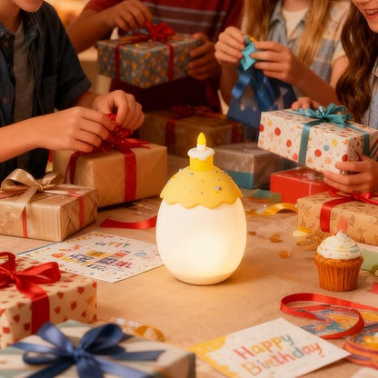 Silicone Night Light for Kids, Egg Baby Nursery Night Lamp with 3-Level Dimming & 30-Min Timer, Portable nightlight for Kids Bedroom,Birthday Cake-Shaped Night Light