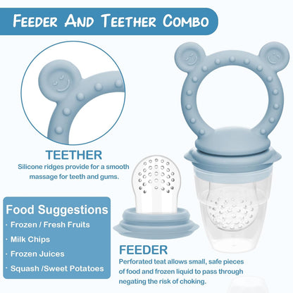 Baby Breastmilk Popsicle Molds & Baby Fruit Feeder (6 Pack), WAJIAYON Infant Food Freezer Tray Storage Containers, Silicone Teething Pacifier Feeder and Teether for Babies,Babies Feeder