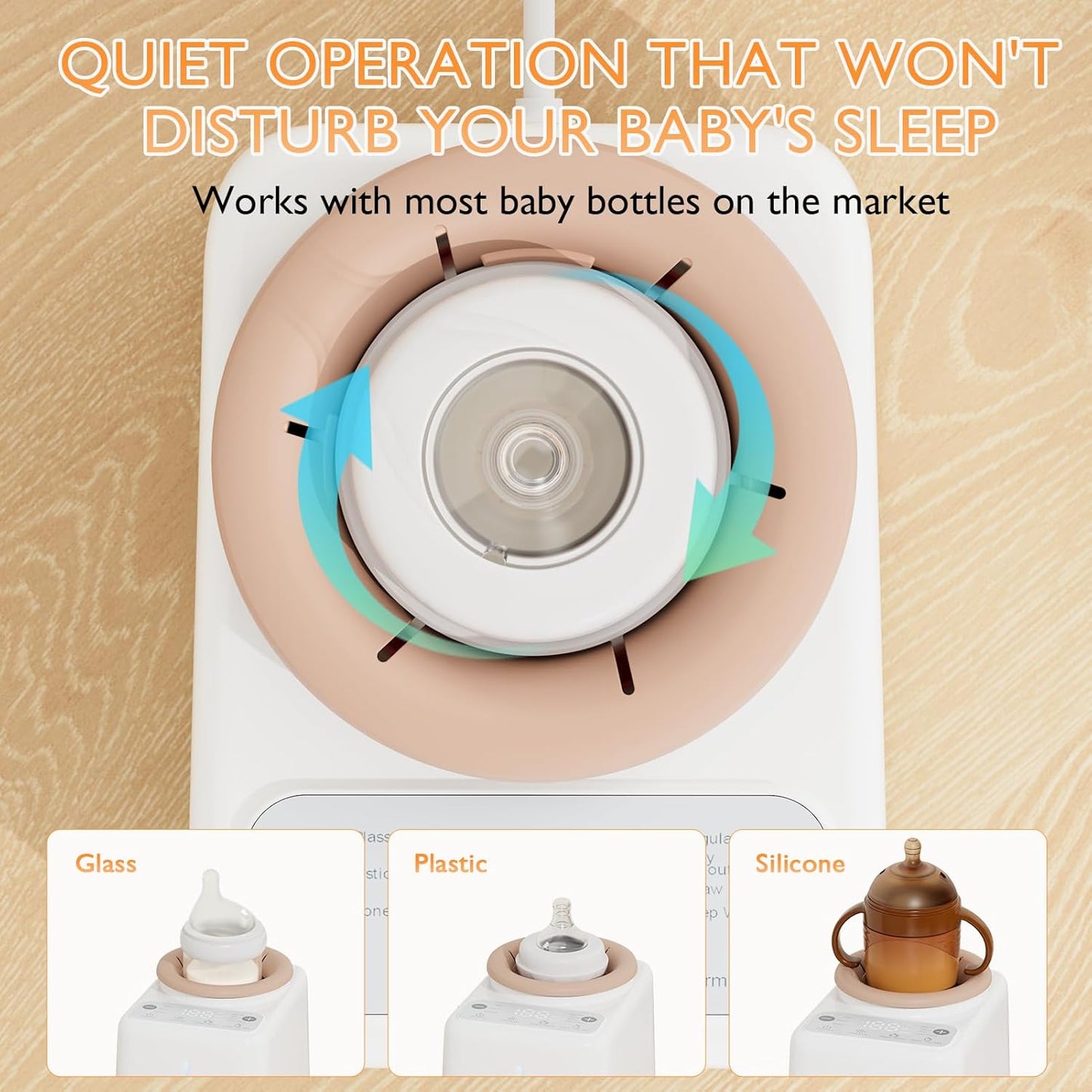 Waterless Baby Bottle Shaker and Warmer, Fast Heating & Automatic Mixing for Formula, Adjustable Temperature, Quiet, Easy to Clean, Fits All Bottles