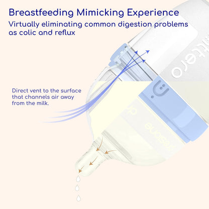 Baby Bottles with Built-in Formula Dispenser, Anti-Colic Wide Neck Design for Newborn Feeding and Everyday Baby Essentials, 9 Oz Medium Flow (2 Pack), Stylish White