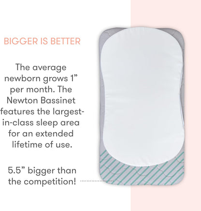 Newton Baby Bassinet & Bedside Sleeper with Mattress & Sheet - Ultra-Breathable & Completely Washable, Removable Dual-Layer Cover | Wood Frame | Adjustable Height & Infant Access Opening