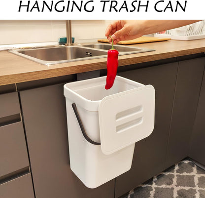 stonespace Under Sink Trash Can，Kitchen Compost Bin, Diaper Pail, 3.2 Gallon/12L Hanging Garbage Can for Baby Crib/Bathroom/Cupboard, Plastic Food Waste Bin,1 Pack Black