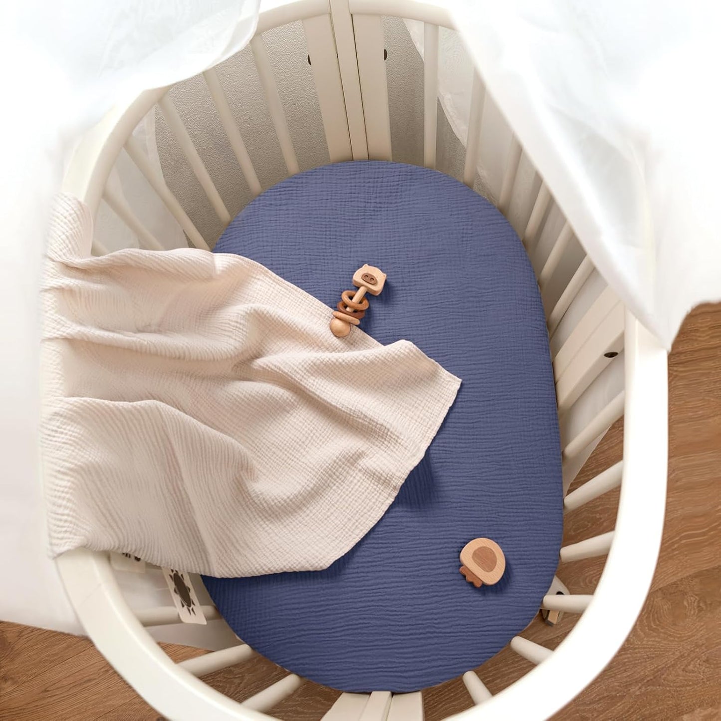 lulumoon Muslin Bassinet Sheets for Baby: Soft Bedside Sleeper Bassinet Fitted Sheets for Boys and Girls