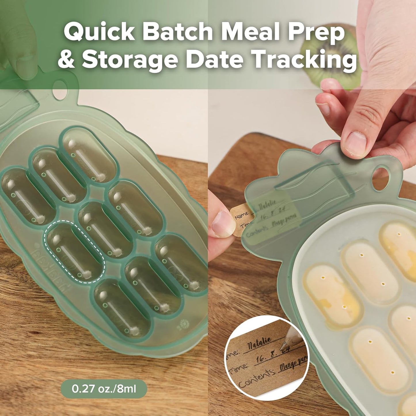 Haakaa Silicone Nibble Freezer Tray -Breastmilk Popsicle Mold - Baby Fruit Food Feeder Tray - Baby Food Maker - Ice Cube Tray - 4 Months+ Babies - BPA Free -Apricot