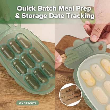 Haakaa Silicone Nibble Freezer Tray -Breastmilk Popsicle Mold - Baby Fruit Food Feeder Tray - Baby Food Maker - Ice Cube Tray - 4 Months+ Babies - BPA Free -Apricot