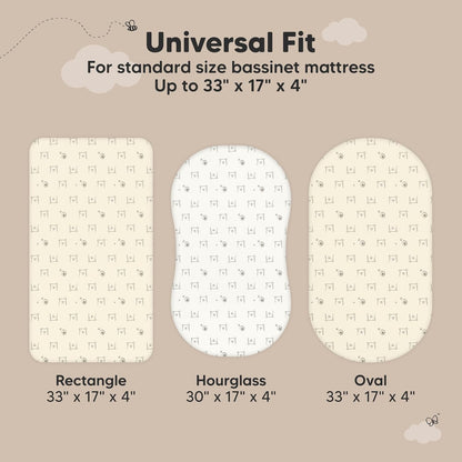 2-Pack Baby Bassinet Sheets Girl, Boy - 33x17 Viscose Derived from Bamboo Bedside Mattress Fitted Bassinet Sheets, Compatible with Halo Bassinest Swivel Sleeper, Baby Delight, Graco (Pecan)