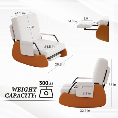 Furniliving Modern Glider Rocking Chair, Upholstered Nursery Glider Chair with Adjustable Recline & Retractable Footrest, Comfortable Lounge Chair for Mom Nursery Living Room Bedroom Grey