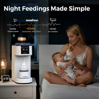 MOMFANN Automatic Baby Formula Maker – Fast Formula Dispenser for Instantly Mixing Warm Bottles with Precise Powder & Water Ratio, 3 Temp Settings, One-Touch Clean, Fits Most Bottles & Formula Brands
