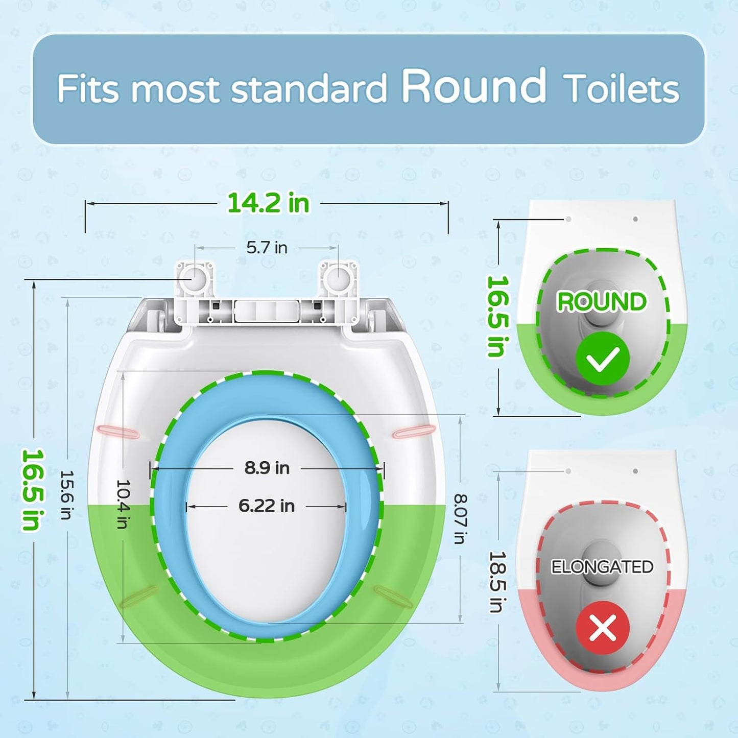 YASFEL Built in Potty Training Toilet Seat for Toddlers, Kids & Adults Biscuit Plastic Toilet Seats Elongated Slow Close with Magnets(Almond, 18.5”)