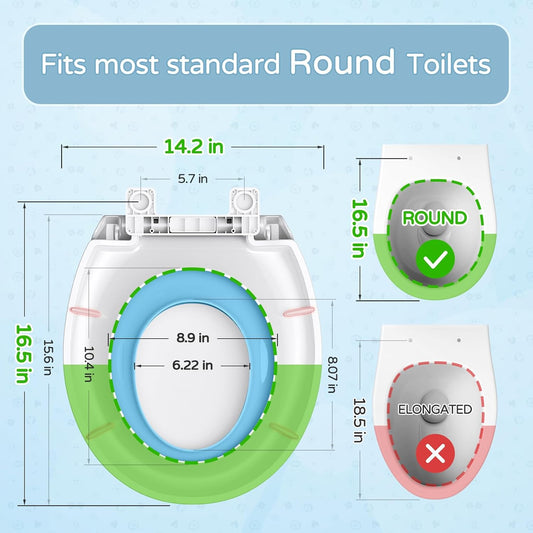 YASFEL Built in Potty Training Toilet Seat for Toddlers, Kids & Adults Biscuit Plastic Toilet Seats Elongated Slow Close with Magnets(Almond, 18.5”)