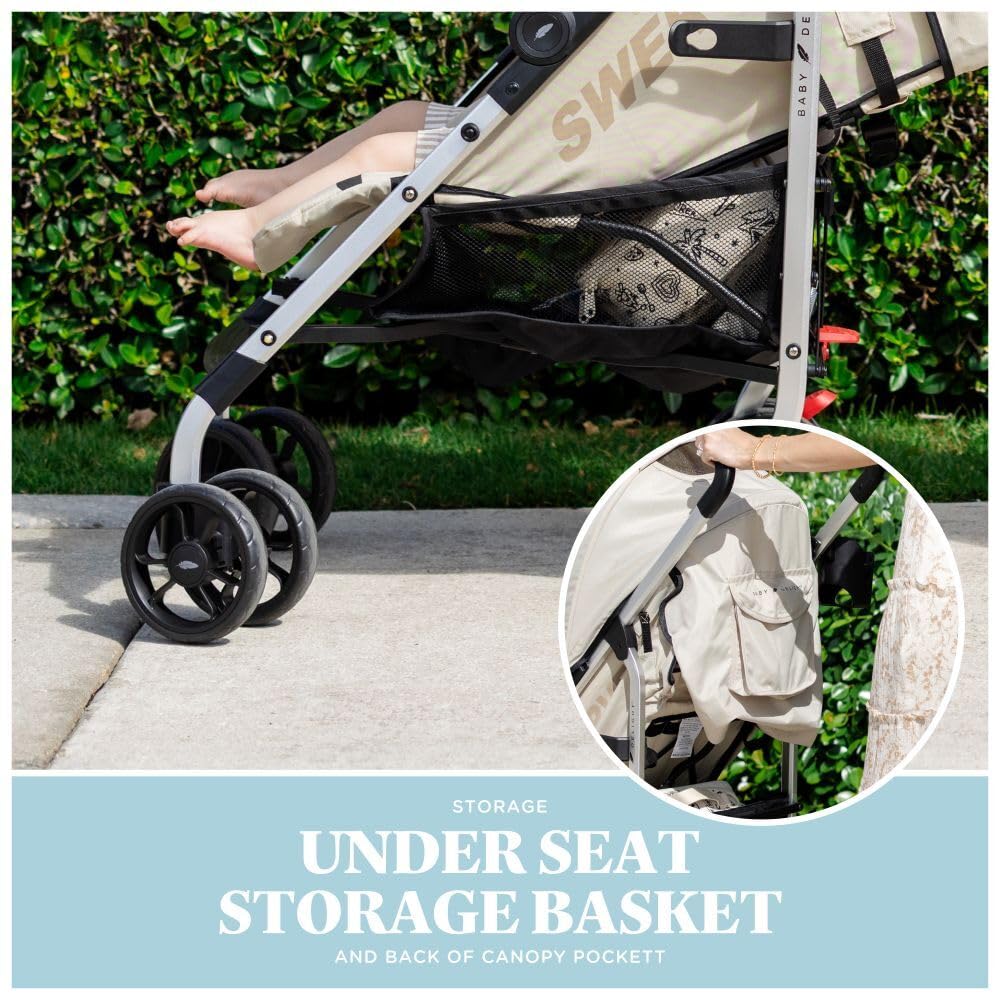 Baby Delight | Swerve Stroller | Lightweight | for Travel & Everyday | Multi-Position Recline | Compact Fold | Extra Storage | Tan