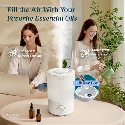 LEVOIT Dual 200S Smart Humidifiers for Bedroom, Top Fill, Customize Humidity for Home, Baby Nursery & Plants with Humidistat, Essential Oil Diffuser, Schedule, Timer, APP & Voice Control, 3L, Blue