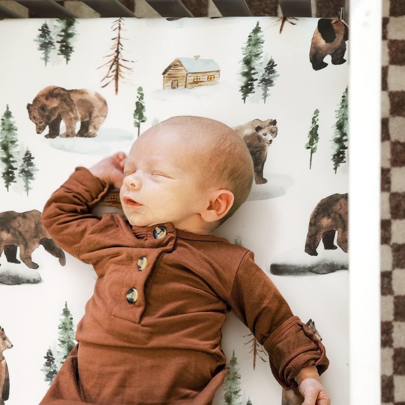 GRSSDER Stretch Ultra Soft Jersey Knit Fitted Pack n Play Playard Sheets Set 2 Pack，Fits Portable/Mini Cribs Sheets, Playards Mattress Pads, Stylish Watercolor Animals for Baby, Mint Green