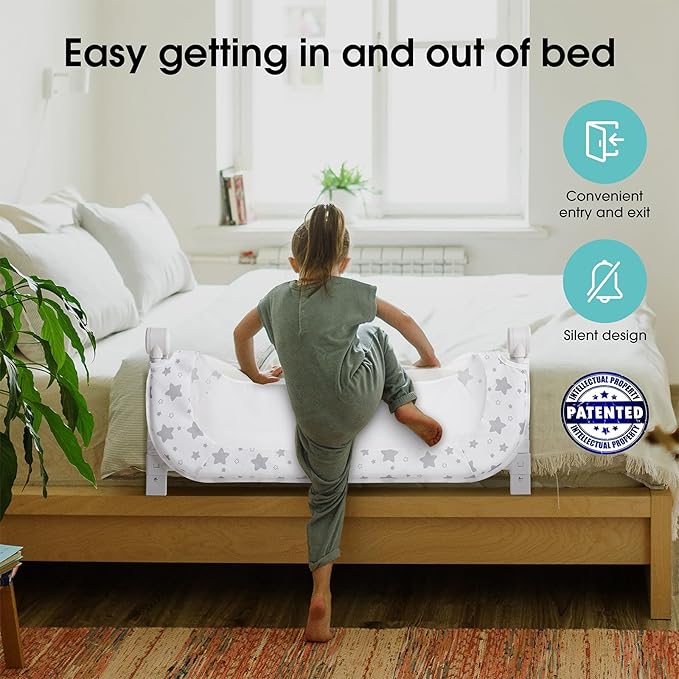 NUTIKAS Baby Bed Rail Guard for Crib - 35.7" Toddler Bed Rails for Twin,Full, Queen, Toddlers, Bunk Size Bed Swing Down Bedrail Extral Tall Child Safety Side Railing Guards for Kids