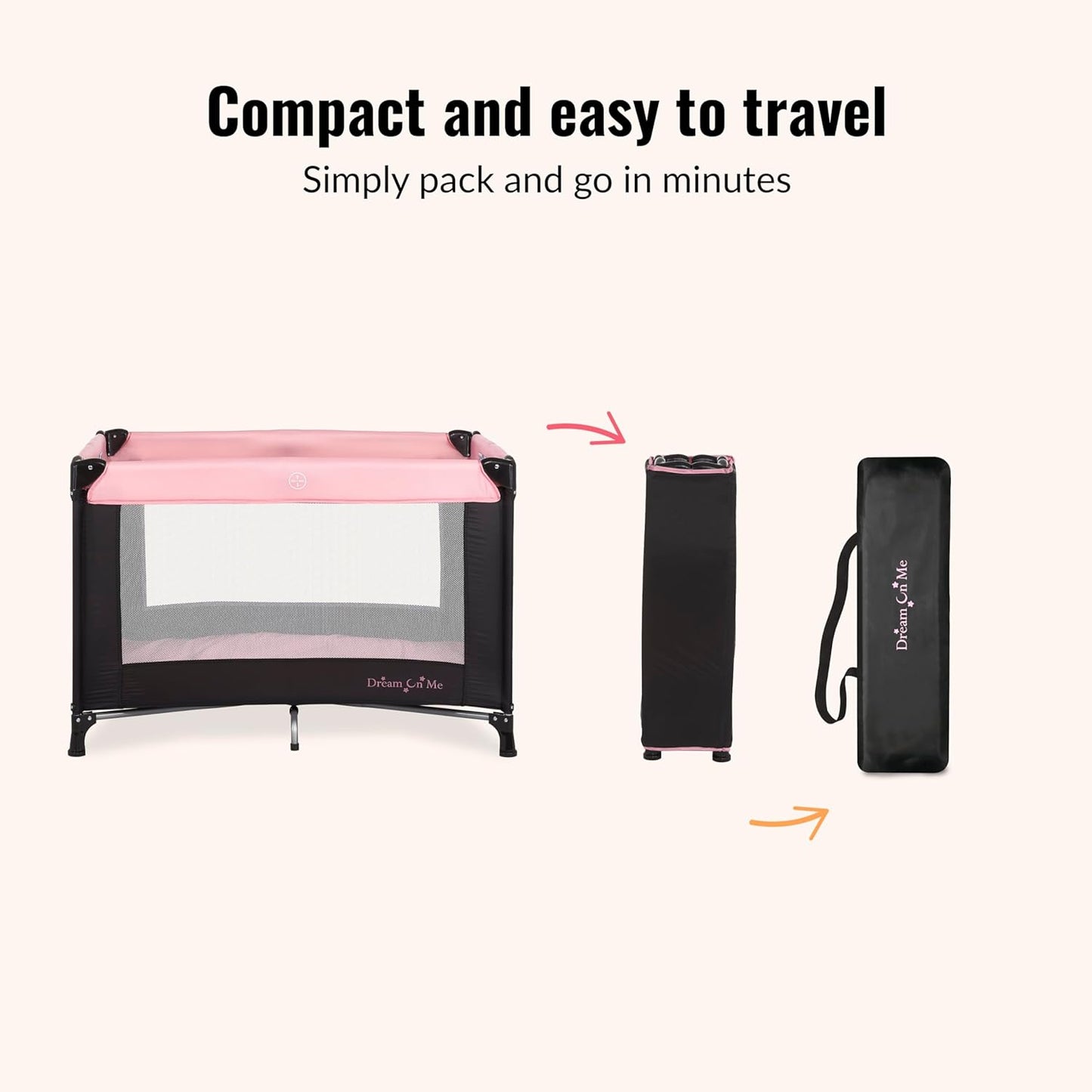 Dream On Me Nest Portable Playard in Black with Carrybag an Shoulder Strap, Lightweight, Packable and Easy Setup Baby Playard, Breathable Mesh Sides and Soft Fabric - Comes with a Removable Padded Mat