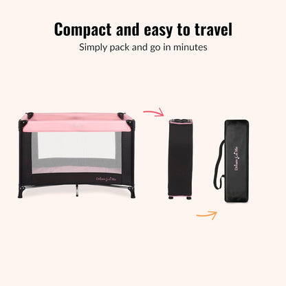 Dream On Me Nest Portable Playard in Black with Carrybag an Shoulder Strap, Lightweight, Packable and Easy Setup Baby Playard, Breathable Mesh Sides and Soft Fabric - Comes with a Removable Padded Mat