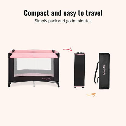 Dream On Me Nest Portable Playard , Award-Winning Lightweight Travel Playpen for Baby. Quick Fold, Mesh Sides, Foldable Mattress Pad, No-Tool Assembly, Meets ASTM/CPSC Standards -Pink