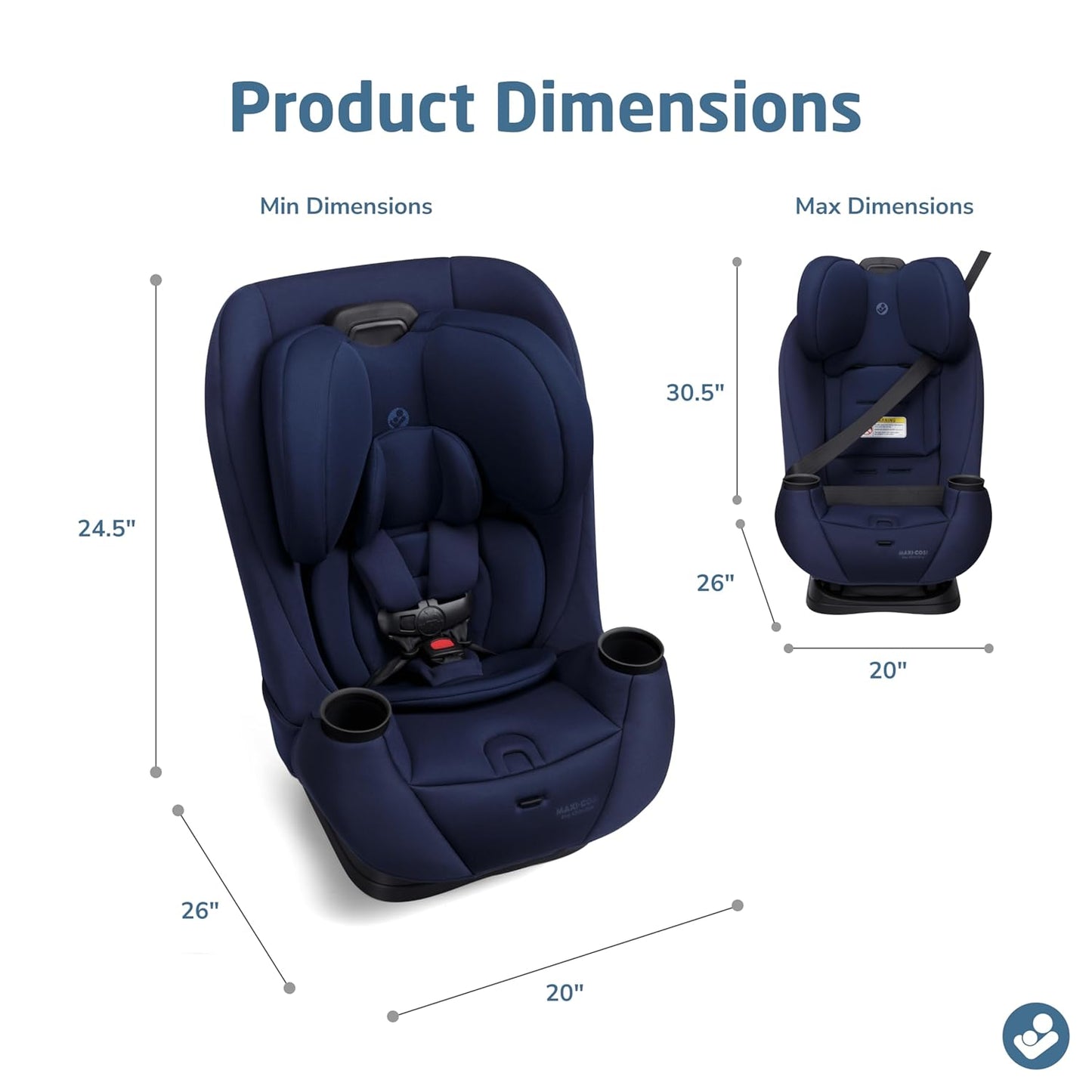 Maxi-Cosi Pria All-in-One Convertible Car Seat, Infant to Toddler Car Seat, Easy-Install Harness, Machine-Washable Cover, 5-100 lbs, Sea Shadow