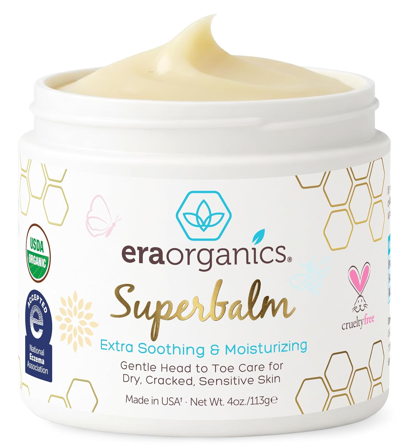 Era Organics Healing Ointment for Babies - USDA Certified Organic Natural Moisturizer Gentle on Sensitive Skin Prone To Baby Eczema, Cradle Cap (Infant Seborrheic Dermatitis), Rashes, Hives and More
