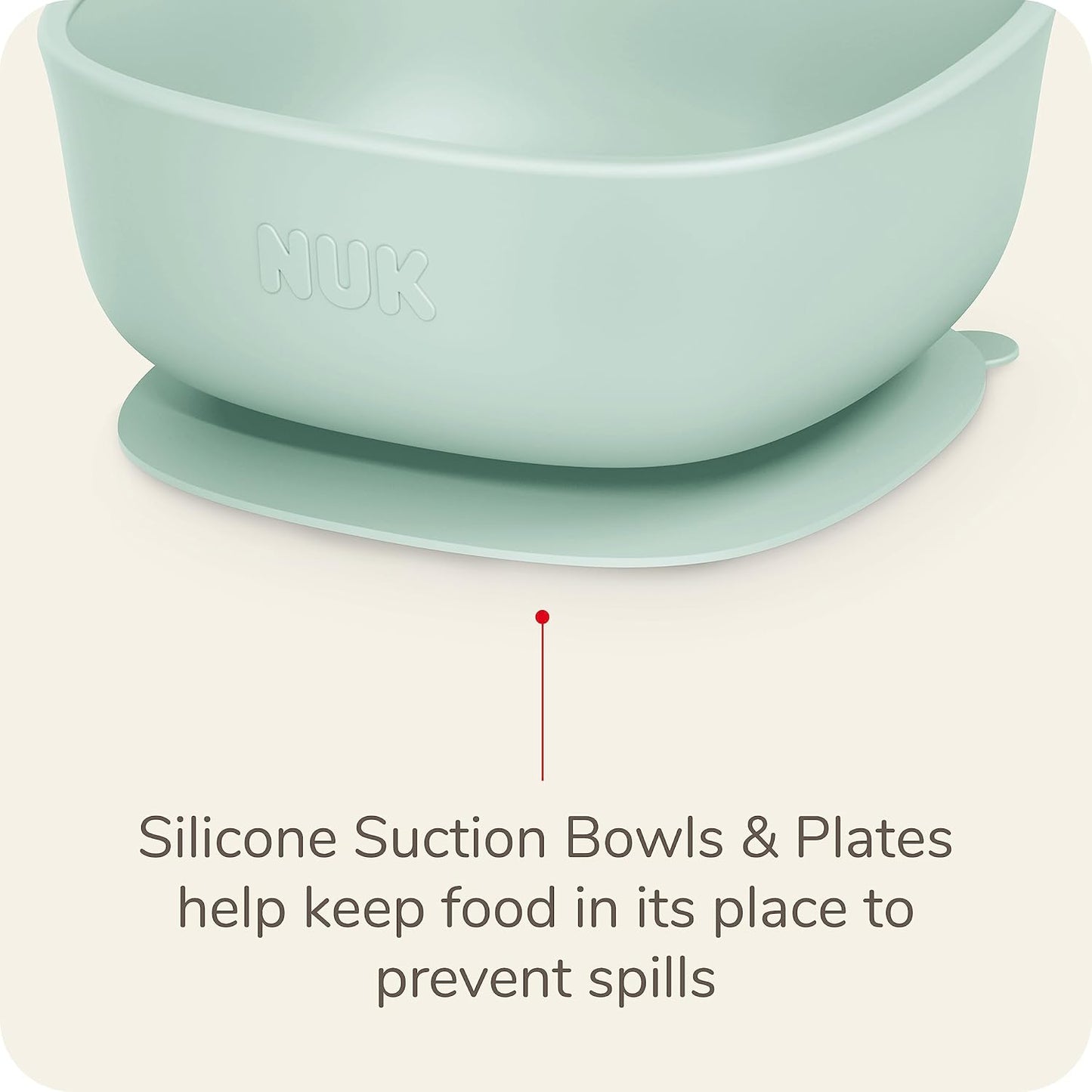 NUK Silicone Baby Tableware Bundle, Includes 1 Plate, 1 Bowl, 1 Cup, & 1 Spoon, Durable Suction Feature Helps Reduce Spills, Microwave-Safe, BPA-Free