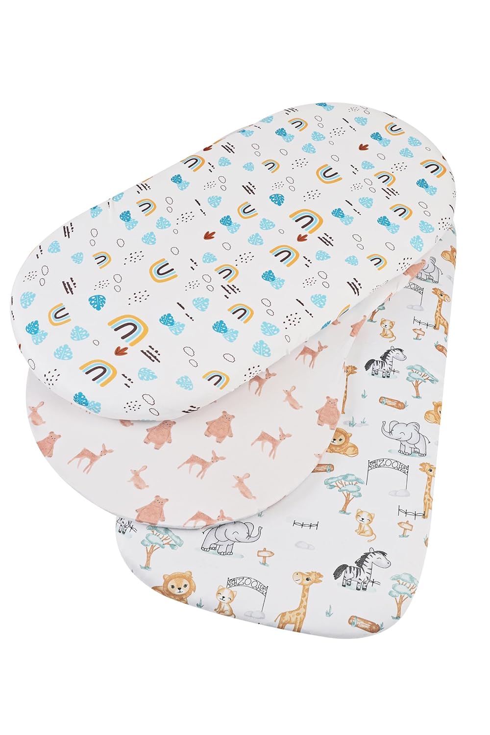 Onacosht Stretchy Bassinet Sheets 33" x 19" Compatible with Mika Micky, KoolaBaby (3 in 1), BabyBond, HARPPA and RICUTON Bedside Bassinet, 3 Pack for Baby Boy and Girl, Pink Floral