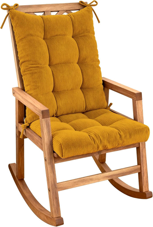 Rocking Chair Cushion with Ties Non-Slip Outdoor Rocking Chair Cushion Set Waterproof Fade-Resistant Porch Garden Patio Glider Rocker Cushions