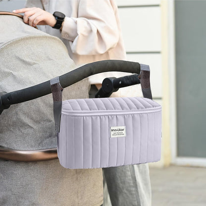 SONARIN Multifunctional Waterproof Pram Buggy Bag Organiser,Portable Lightweight Baby Stroller Bag Organizer Pushchair Storage Bag,Universal Fit All Buggy(Pink)