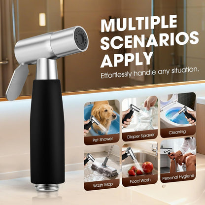 Handheld Bidet Sprayer Head,Stainless Steel Muslim Shower Head for Toilet,Adjustable Pressure Jet Sprayer for Feminine Hygiene and Pet Bath Bathroom Cloth Diaper Cleaning (Multicolor)