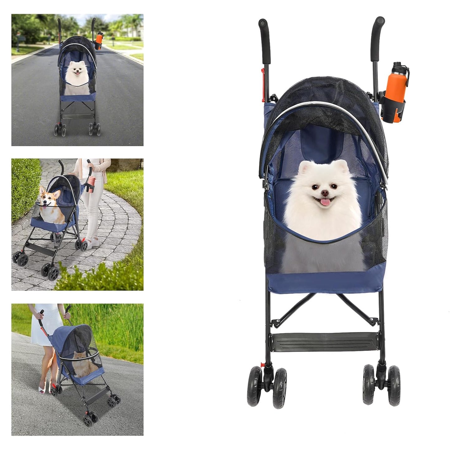 Pet Gear Travel Lite Plus Stroller,Compact Portable Jogger All Terrain Travel Pet Gear, Foldable Lightweight Durable Pet Stroller for Small To Medium Pets Dogs And Cats up to 15 pounds (Gray)