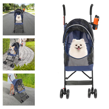 Pet Gear Travel Lite Plus Stroller,Compact Portable Jogger All Terrain Travel Pet Gear, Foldable Lightweight Durable Pet Stroller for Small To Medium Pets Dogs And Cats up to 15 pounds (Gray)