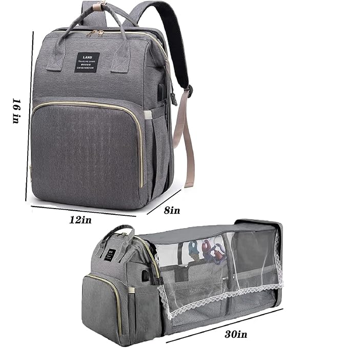 ANWTOTU Baby Diaper Bags with Changing Station,900D Oxford Waterproof Diaper Bag Backpack for Moms Dads with USB Charging Port,Large Capacity Baby Essentials(Ungrade Grey)