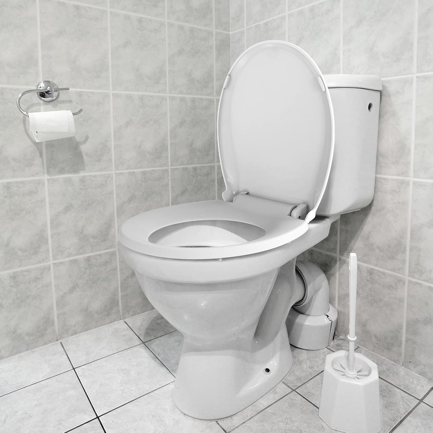 Toilet Seat with Toddler Seat Elongated, PP Material Family Toilet Seat Cover, Soft Close Adult & Toddler Seats, Easy to Clean, Safe Potty Training Solution for Kids, Bathroom Upgrade for Home