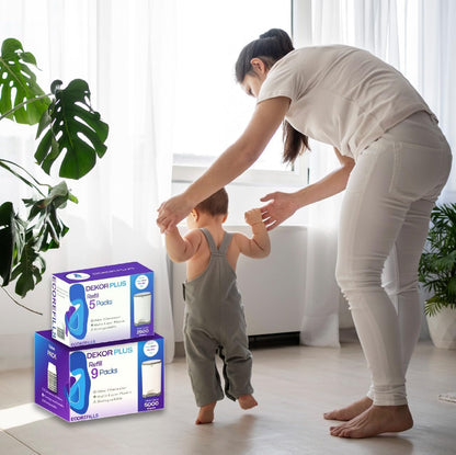 ECO-REFILLS Diaper Pail Refills - Fits Dekor PLUS Extra Thick, Powerful Odor Elimination & Fresh Powder Scent | Easy to Replace and Dispose of Diaper Bag 9 Count (Pack of 1)