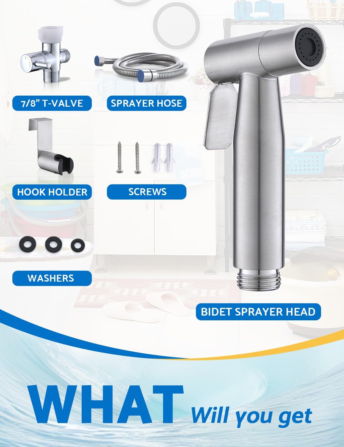 BRITULIF Handheld Bidet Sprayer for Toilet, Jet Sprayer for Toilet Muslim Shower, Adjustable Cloth Diaper Sprayer Bidets Attachment for Toilet, Toilet Bidet Sprayer with Bidet Hose for Feminine Wash