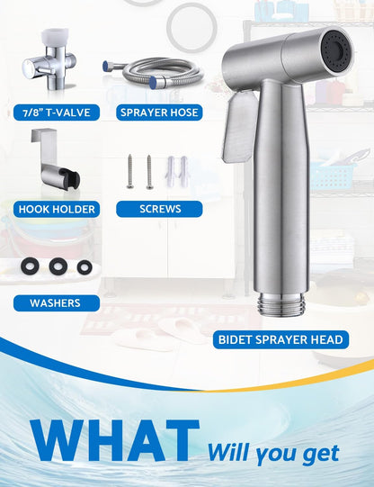 BRITULIF Handheld Bidet Sprayer for Toilet, Jet Sprayer for Toilet Muslim Shower, Adjustable Cloth Diaper Sprayer Bidets Attachment for Toilet, Toilet Bidet Sprayer with Bidet Hose for Feminine Wash