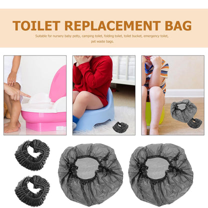 SAFIGLE Elastic Potty Liners 100 Pack Disposable Baby Toilet Trash Bags for Travel Portable Plastic Potty Chair Liners Bathroom Training