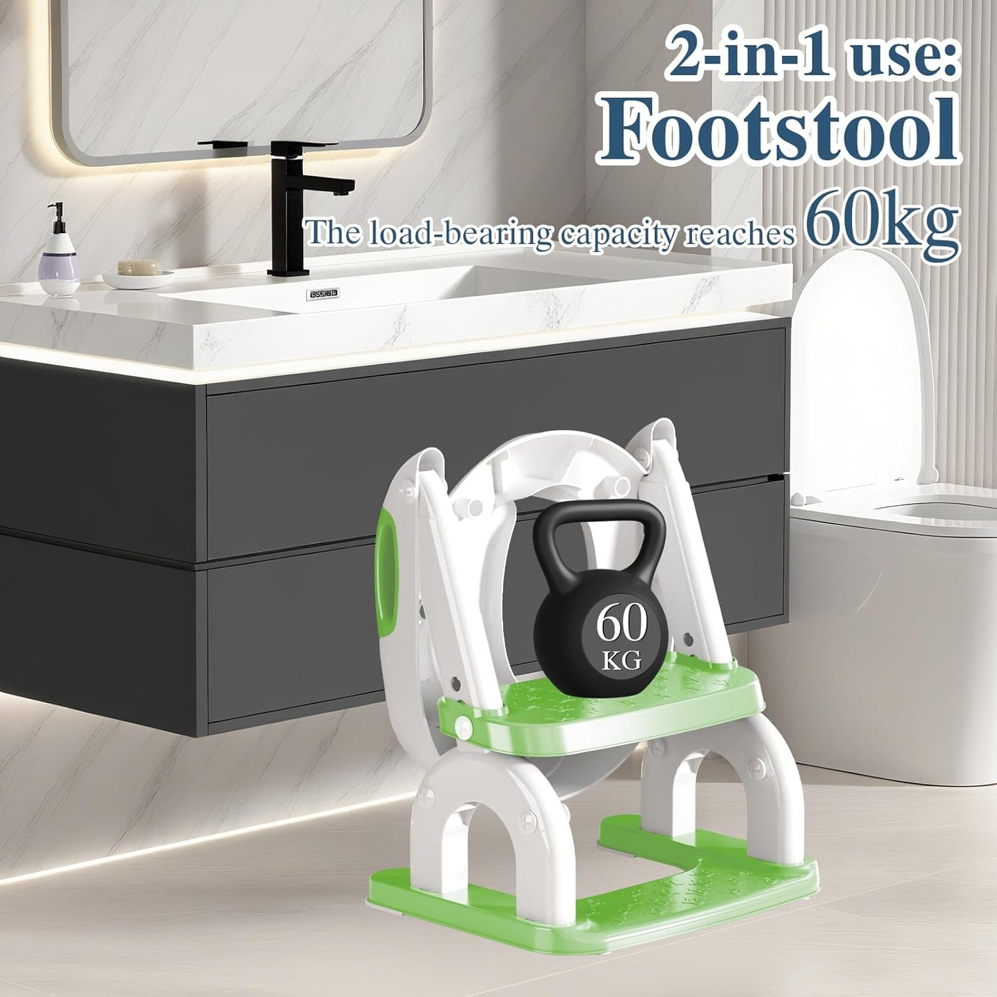 Potty Training Seat with Ladder for Toddlers, 2-in-1 Adjustable Potty Training Toilet for Kids Boys Girls with Splash Guard, Waterproof Cushion, Anti-Slip Pad Step Stool - Dark Blue