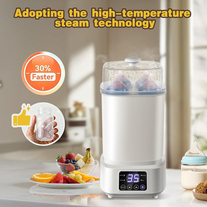AMZBABYCHEF 4-in-1 Baby Bottle Steamer and Dryer, Electric Steamer with Fast Drying, Universal Fit for All Bottles, LED Touch Screen & Auto Shut-Off Protection (Grey)