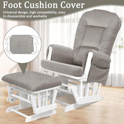 BECHAEO 5PCS Suede Glider Rocker Replacement Cushions with Ottoman Cover Thicken Soft Rocking Chair Cushion Set for Indoor Nursery Glider Rocking Chair, Blue