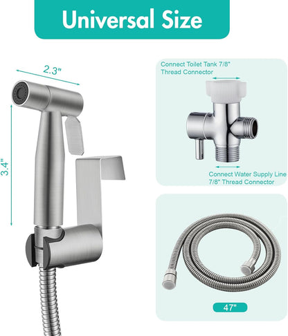 BARROCK Handheld Bidet Sprayer for Toilet, Stainless Steel Metal Made Baby Cloth Diaper Spraying Kit, Bathroom Toilet Bidet Attachment Set for Bathing Pets and Feminine Hygiene, Matte Black