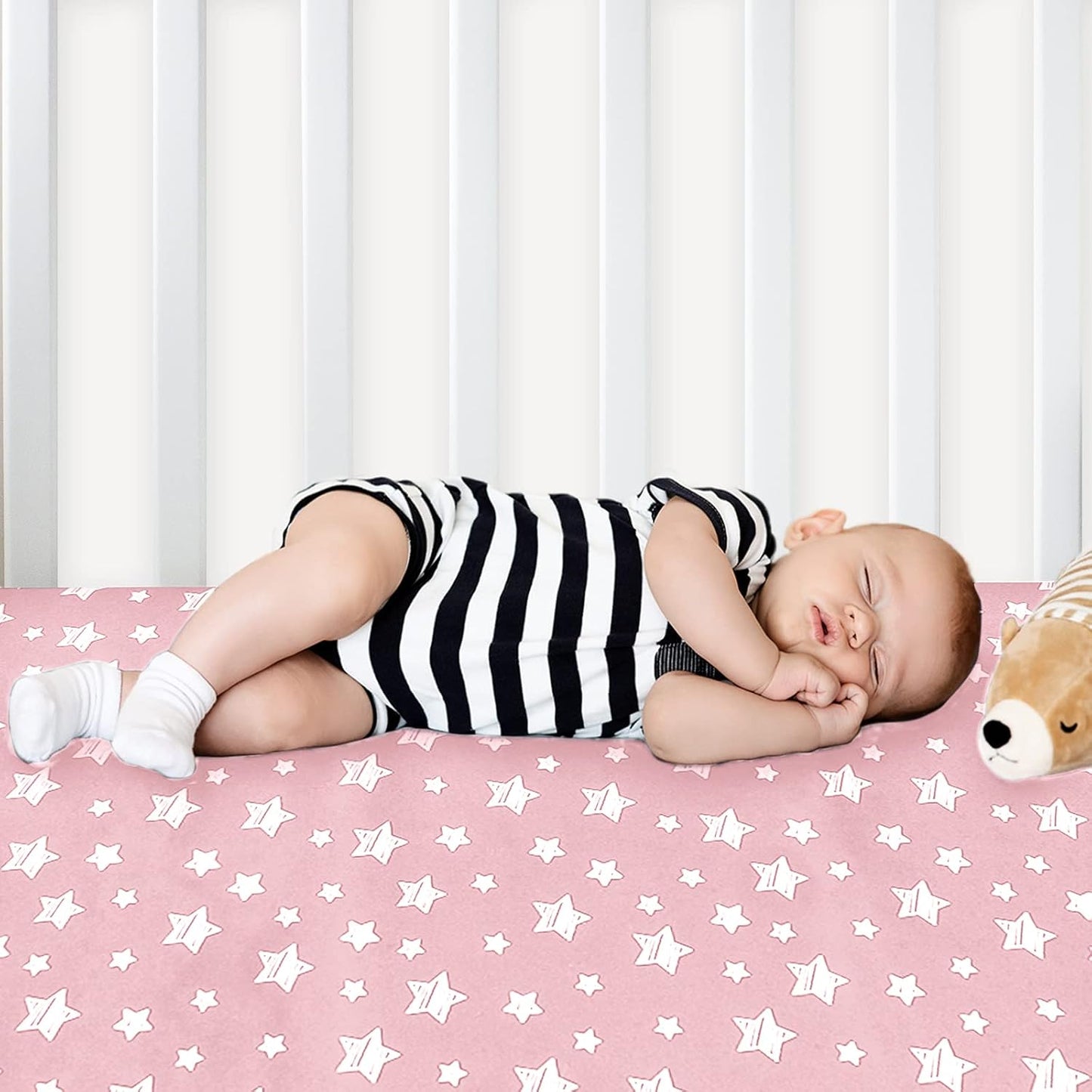 Pack and Play Sheets, 2 Pack Mini Crib Sheets, Stretchy Playard Fitted Sheet, Compatible with Graco Pack n Play, Soft and Breathable Material, Planet & Flower