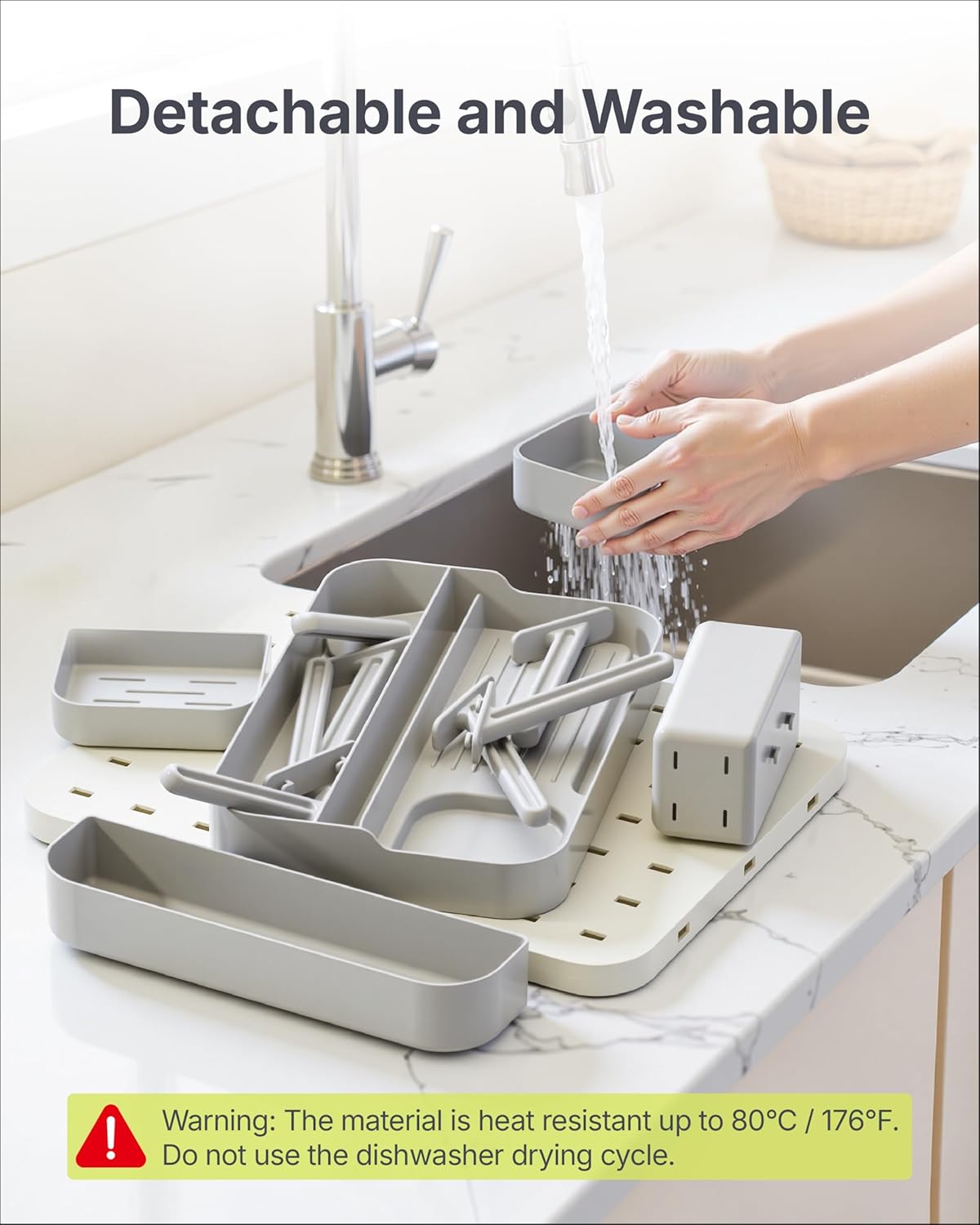 DIY Baby Bottle Drying Rack, Holds 12 Bottles, Space-Saving for Small Kitchen Counters, Modular Bottle Dryer with Removable Rods & Baskets, BPA-Free Countertop Organizer for Baby Feeding Essentials