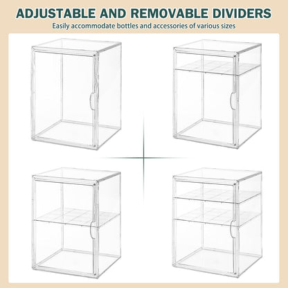 Baby Bottle Organizer, 3-Tier Bottle Storage for Countertop with Double Magnetic Doors, Clear Plastic Bottle Station Organizer Mom Gifts with 2 Dividers for Kitchen, Bathroom, Cabinet, Vanity